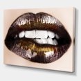 thumbnail image 3 of Designart Black Gold Lips Biting Canvas Wall Art, 3 of 4