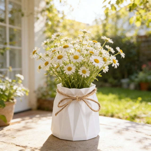 Dianli Home Decor Rope Plastic Vase Faux Ceramic Decorative Flower Pot European Modern Centerpiece for Living Room Office Tabletop Dried Bouquet Display Decorative Vase Rope Pot