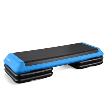 Tone Fitness Plateforme pas à pas aérobique réglable Fitness 43'' (4" - 6" - 8" avec 4 élévateurs réglables) - Bleu