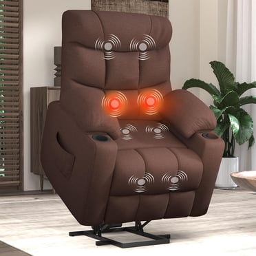 AECOJOY Fauteuil Inclinable Releveur avec Massage, Chaleur et Port USB, Brun