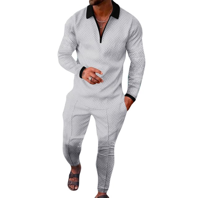 Innerwin Jogger Sets 2 Pcs Mens Tracksuit Set Sports Two Pieces Casual Sweatshirts+Pant Outfits HCXTZ-5 XXL