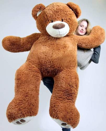 5 Foot Very Big Smiling Teddy Bear Five Feet Tall Caramel Color with Bigfoot Paws Giant Stuffed Animal Bear