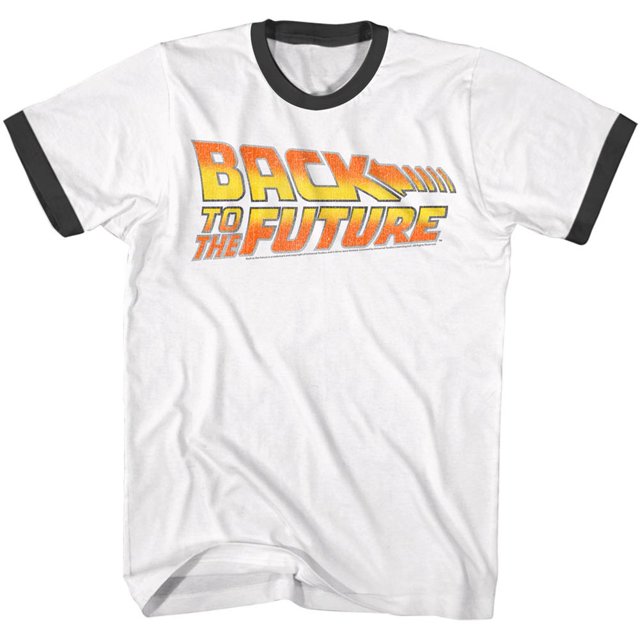 Back To The Future Worn Logo White/Black Adult T-Shirt Tee