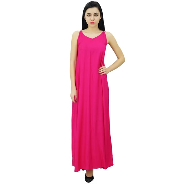 Bimba Robe Maxi Unie à Bretelles Spaghetti pour Femme pour l'Été, Tenue de Plage, Robe d'Été