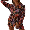 thumbnail image 3 of Robe Chemise Plissée Mini pour Femmes Manches Longues Boutonnée Sexy Robes Courtes Lacées Tunique Ceinturée Robes Clubwear, 3 of 9