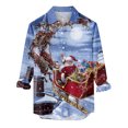 thumbnail image 1 of Pompotops Chemise à Manches Longues pour Hommes avec Boutons, Imprimé Père Noël, Col Rabattu, en Solde, 1 of 5