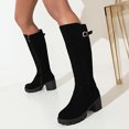 thumbnail image 4 of LSLJS Bottes à Talons Hauts Jusqu'aux Genoux pour Femmes, Bottes Rondes Chaudes Unies Rétro à Fermeture Éclair High Heel pour Femmes, Bottes Jusqu'aux Genoux pour Femmes, 4 of 6