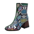 thumbnail image 2 of Cameland Large Women's Punk High Heel Rectangle Toe Thick Heel Zipper Contrast Mart Short Boots, 2 of 5