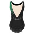 thumbnail image 4 of RUNQHUI Ladies Rhinestones Rhythmic Gymnastics Leotard Sleeveless Ballet Bodysuit Figure Skating Green XXL, 4 of 7