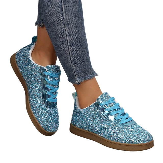 Espadrilles de Mode à Paillettes pour Femmes Scintillantes Bling Décontractées Basses en Toile Chaussures Plates de Marche Performance