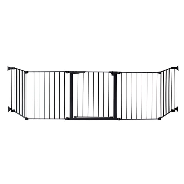 KidCo Barrière pour Bébé à Fermeture Automatique en Noir, Montée sur Quincaillerie avec Barres Verticales et Ouverture de Porte de 24 Pouces, Ajustable pour une installation sur Mesure avec Technologie de Verrouillage Magnétique et Fonction Maintien-Ouvert, Entièrement Étendue avec sections d'Angle pour Zones extra Larges Ou de Formes Irrégulières.