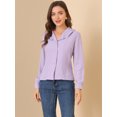 thumbnail image 2 of INSPIRE CHIC Women's V Neck Ruffled Collare Swiss Dots Puff Sleeve Button Front Shirt, 2 of 6