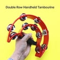 thumbnail image 4 of Double Row Handheld Tambourine Metal Jingles Hand Held Musical Percussion Drum Half Moon Hand Bell, 4 of 7