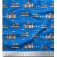 thumbnail image 1 of Soimoi Cotton Voile Fabric Ship,Castel & Bridge Architectural Fabric Prints By Yard 56 Inch Wide, 1 of 1