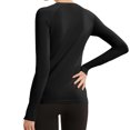 thumbnail image 4 of fheaev Chandails à Manches Longues pour Femmes Col Rond Chandail du Bas Ajusté Décontracté Extensible Ajusté sous-Blouses Entraînement Haut de Sport Pilates Vêtements de Mise en Forme Couche de Base Hauts, 4 of 5