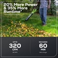 thumbnail image 3 of Souffleur de feuilles sans fil Greenworks 24V, 320 CFM, batterie 2,0 Ah USB et chargeur inclus, 3 of 9