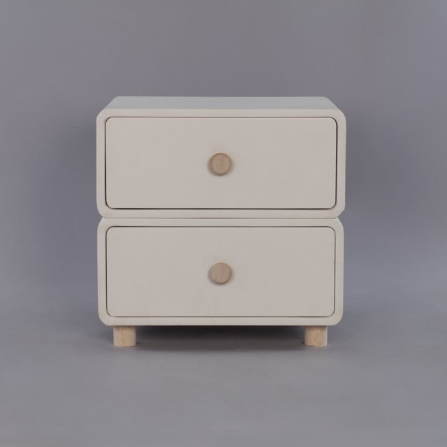 CBD020 - Cream Air Bedside Cabinet Nightstand with Two Storage