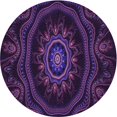 thumbnail image 1 of Ahgly Tapis Rond Lavable en Machine Intérieur Transitionnel Violet Profond, 8 Pieds Rond, 1 of 7