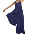 thumbnail image 2 of CEHVOM Womens Fashion Retro Rompers Suspender Solid Jumpsuit Cotton Pants, 2 of 6