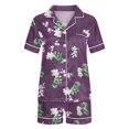 thumbnail image 4 of Rbaofujie Chemise de Nuit Femme Décontractée Imprimée Col Rabattu Blouse à Manches Courtes Mode Short Pyjama Ensemble Robe de Nuit d'Halloween, 4 of 5