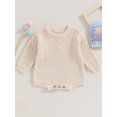 thumbnail image 2 of FOCUSNORM Combinaison Tricotée pour Bébé Fille Broderie Florale Col Rond Manches Longues pour Automne Hiver, 2 of 8