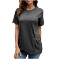 thumbnail image 2 of Pompotops Mode Femmes Été Décontracté Ample Manches Courtes Pull T-Shirt Blouse Unie, 2 of 8