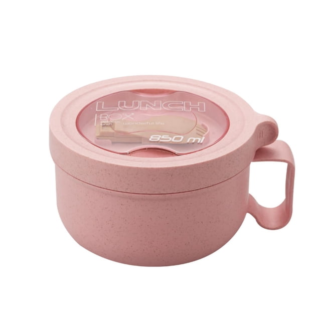 Pink Reusable Microwave Ramen Bowl With Ergonomic Handle And Ventilated Lid Bpa-Free Plastic Soup Mug For Instant Noodles Compact Design Stackable Kitchen Container Dishwasher Safe #t0gIg