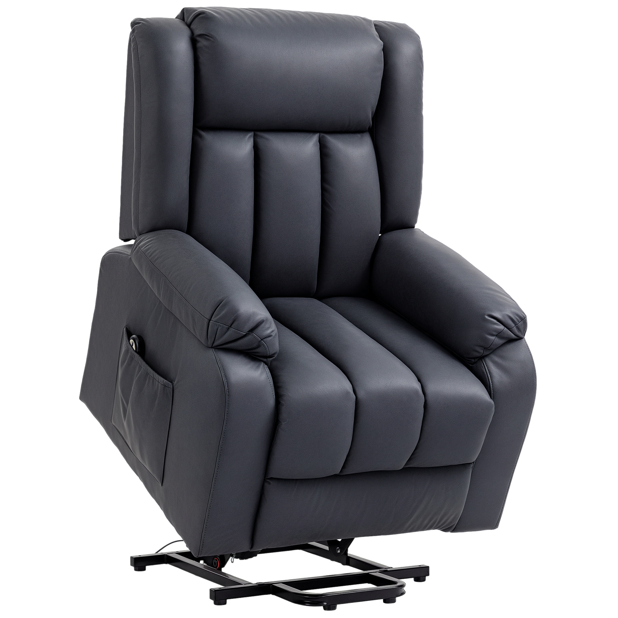 HOMCOM Fauteuil Élévateur, Fauteuil Inclinable avec Poches Latérales, Télécommande, Gris