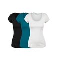 thumbnail image 2 of Emmalise T-Shirt à Manches Courtes pour Femmes Col Rond Ensemble de Valeur (3Pk, Noir, Jungle Profonde, Blanc, Moyen), 2 of 4