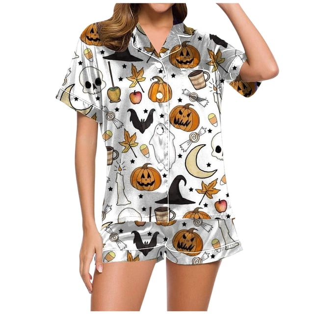 GDREDA Vêtements de Nuit Légers pour Femmes Dames pyjamas Décontractés Imprimés et Ensemble de Shorts Femmes Ensembles de Pyjama pyjamas Blanc,m