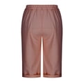 thumbnail image 4 of Womens Summer Woven Striped Patchwork Button Loose Cotton Linen Casual Capris, 4 of 7