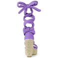 thumbnail image 2 of BLISSFUL STEP Sandales pour Femmes en Faux Suède à Plateforme Compensée à Lacets à Bout Ouvert Violet 9, 2 of 7
