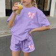 thumbnail image 4 of Robe d'Été à Manches Courtes Haut à Manches Courtes et Short Ensemble Deux Pièces pour Enfants Mignonne Détente d'Été Col Rond, 4 of 8