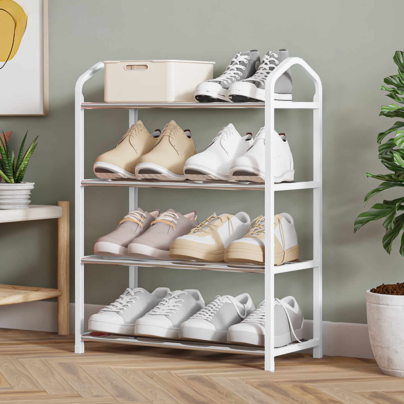 TopLLC Shoe Rack Shoe Rack Storage Organizer With 4 Tiers Metal Shelves For Bedroom Closet Entry Dorm Room Shoe Rack