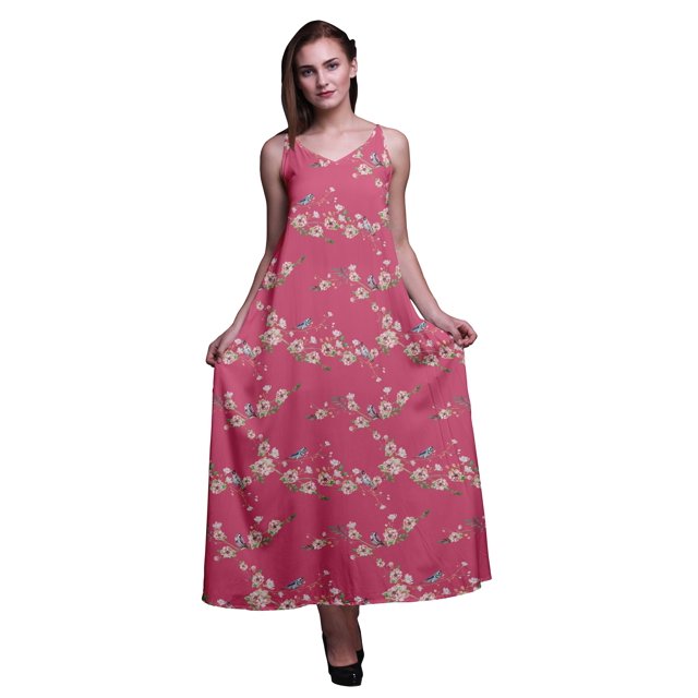 Bimba Robe de Soirée Longue Maxi Dos Nu à Bretelles Spaghetti Imprimée en Rayonne pour Femmes - Grande Taille