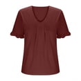 thumbnail image 4 of Chbgutlmr Womens Shirts Plus Size V Neck Ruffle Short Sleeve Ruched Blouse Loose Comfy Summer Casual Tops, 4 of 7