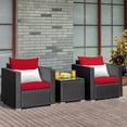 thumbnail image 3 of Patiojoy Ensemble de Conversation en Rotin pour Patio 3 Pcs avec 2 Sofas Coussinés et Table à Café pour l'Extérieur Rouge, 3 of 10