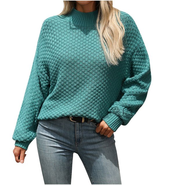 Timegard Womens Tops Turlteneck Long Sleeve Pullover Fall Winter Casual Solid Color Loose Blouse Tops
