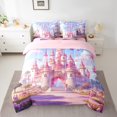 thumbnail image 2 of Erosebridal Princess Castle Bed in a Bag King size, Fantasy Fairy Tale Bed Set, Pink Purple, Reversible 7 Pieces, 2 of 5