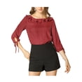 thumbnail image 1 of INSPIRE CHIC Blouse à Pois d'Été Transparente pour Femme à Col Volanté, Manches Mi-Longues, 1 of 4