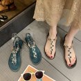 thumbnail image 5 of Leutsin Chaussures pour Femmes Style Romain Sandales à Talon Bas à Bande Élastique à Enfiler Tongs, 5 of 5