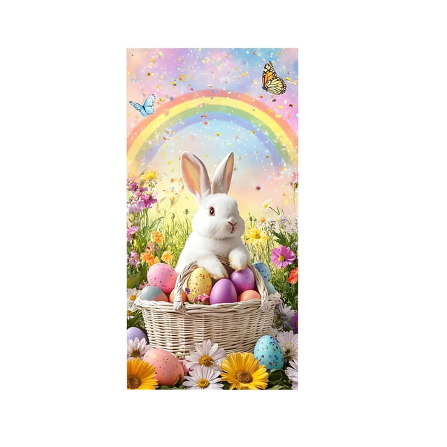 B Easter Door Curtain Party Decorations, Polyester Fabric Door Cover With Full Coverage And Easy Setup For Home Decor, Classroom, Office Display – 70.87X35.43In 0.26Lb