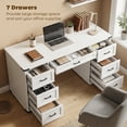 thumbnail image 4 of HOMCOM Bureau de Direction Style Ferme de 55 Pouces, avec 7 Tiroirs, Bureau d'Ordinateur, Blanc, 4 of 10