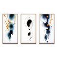 thumbnail image 2 of Designart "Heartbeat Rhapsody Turquoise and Gold Ink Cloud II" Abstract Painting Framed Wall Art Set Of 3 - Turquoise Modern Frame Canvas Set For Living Room Decor, 2 of 6