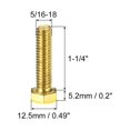 thumbnail image 2 of Unique Bargains Brass Hex Bolts, 5/16-18x1-1/4' 5 Pack Fully Thread Grade 4.8 Machine Screws, 2 of 4
