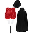 thumbnail image 2 of CHICTRY Magician Role Play Costume Set Pretend Playing Dress Up Magic Tricks Show Accessories Red 110, 2 of 7