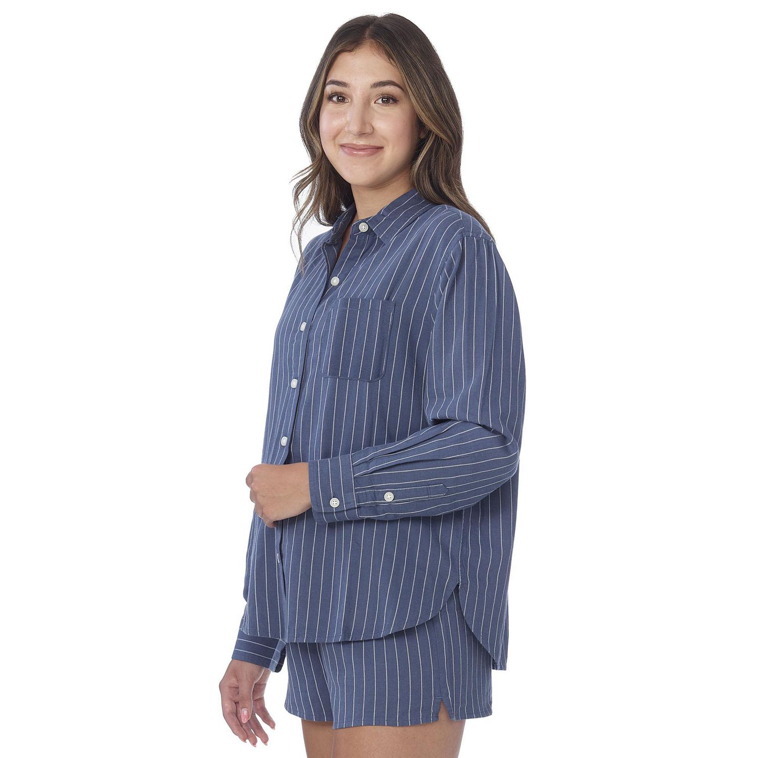 Secret Sleep Flannelette Oversize Pinstripe Shirt