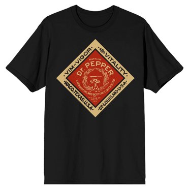 Dr. Pepper Vintage Diamond Logo Crew Neck Short Sleeve Men's Black T-shirt-XXL