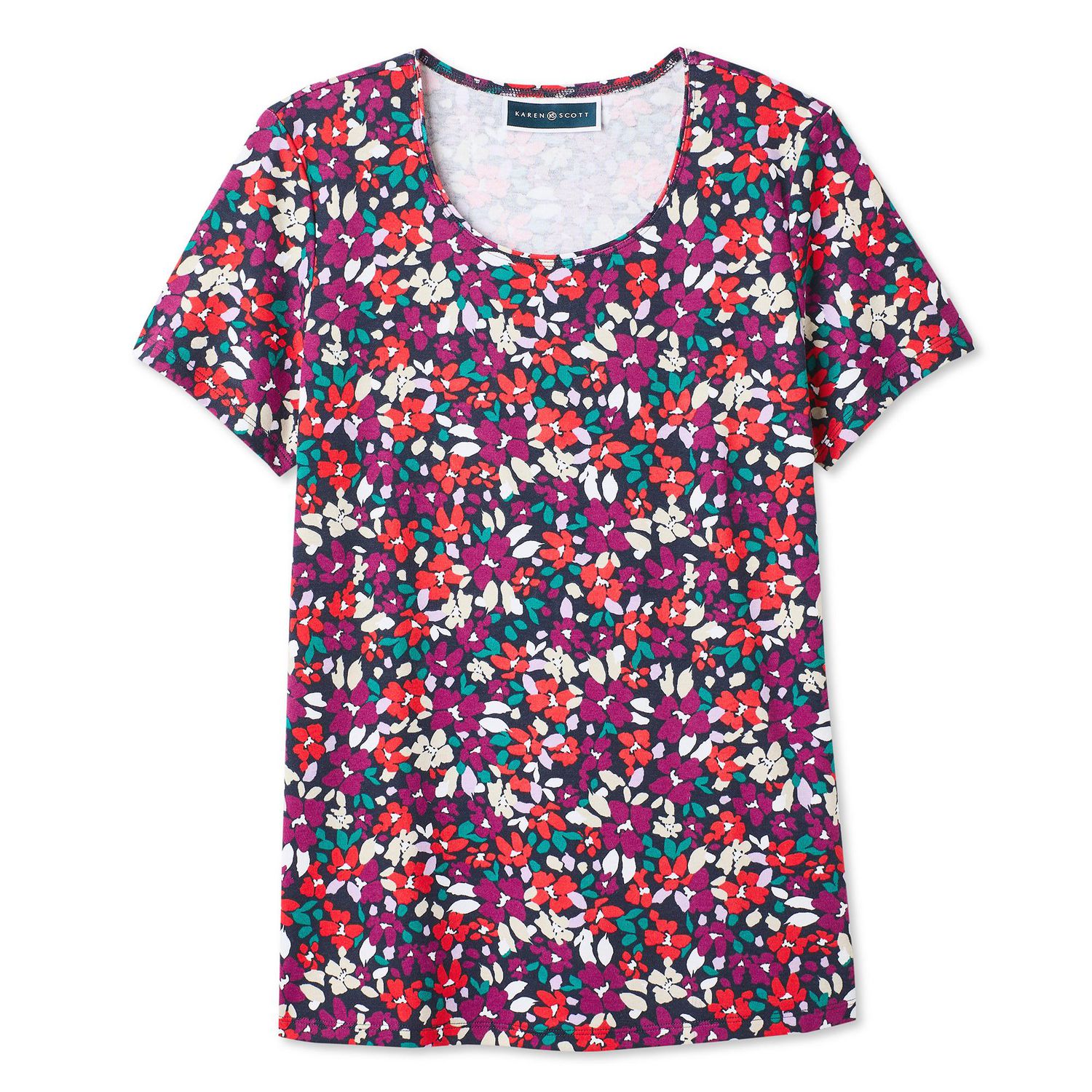 T-shirt imprimé à encolure dégagée Karen Scott pour femmes
