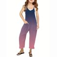 thumbnail image 1 of RXIRUCGD Girls Casual Jumpsuits Gradient Print Sleeveless Summer Rompers Long Pants With Pockets For 5-14 Years( Purple, Size:11 Years ), 1 of 6